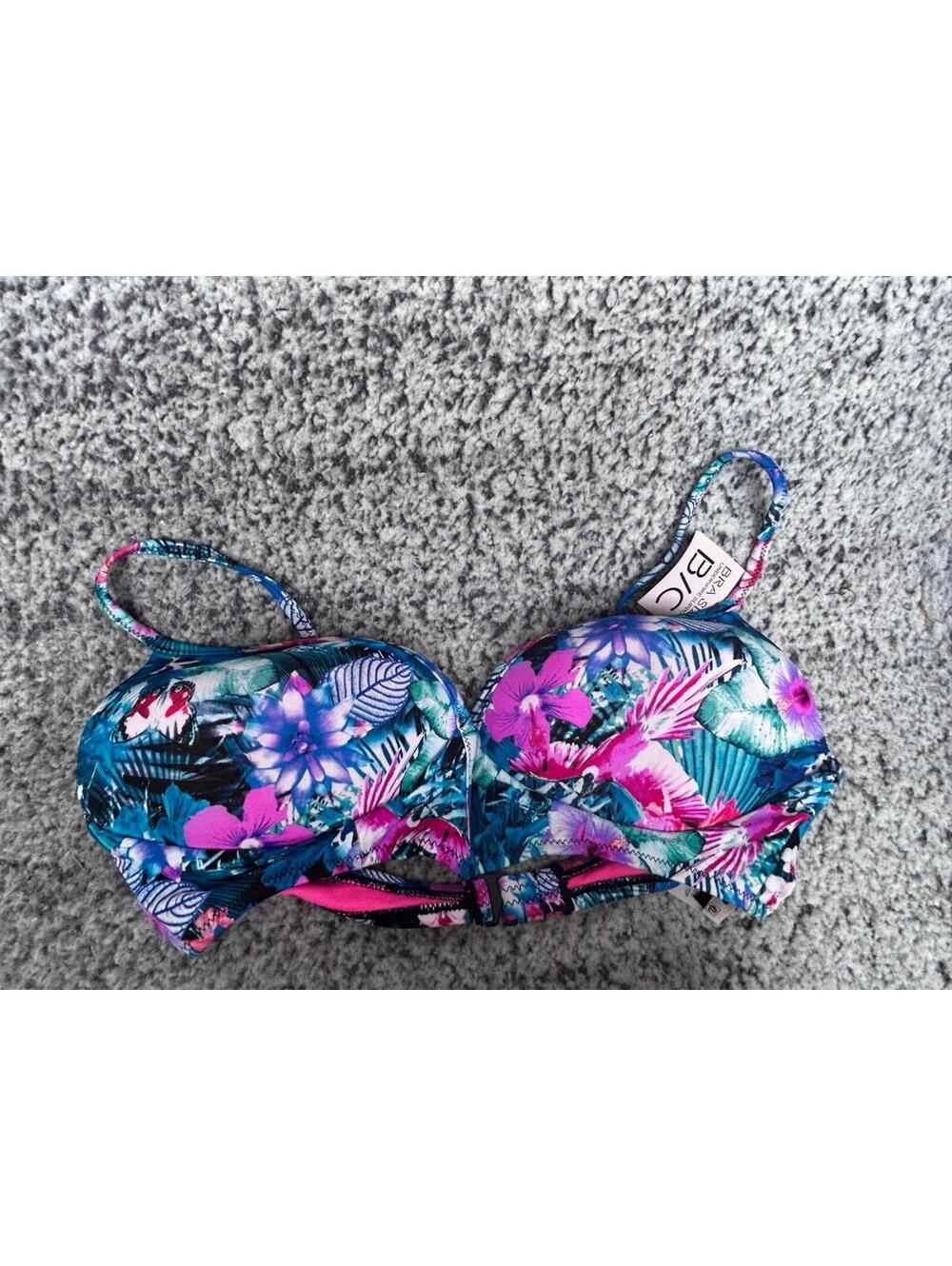 Sun Dazed Maya V Wire Bikini Top 34B/C NWT Tropical Floral Underwire Swim